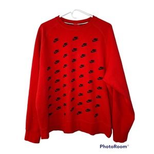 Vintage NIKE Spell out All Over Logo Crew Sweatshirt Red tag Hip Grunge Street